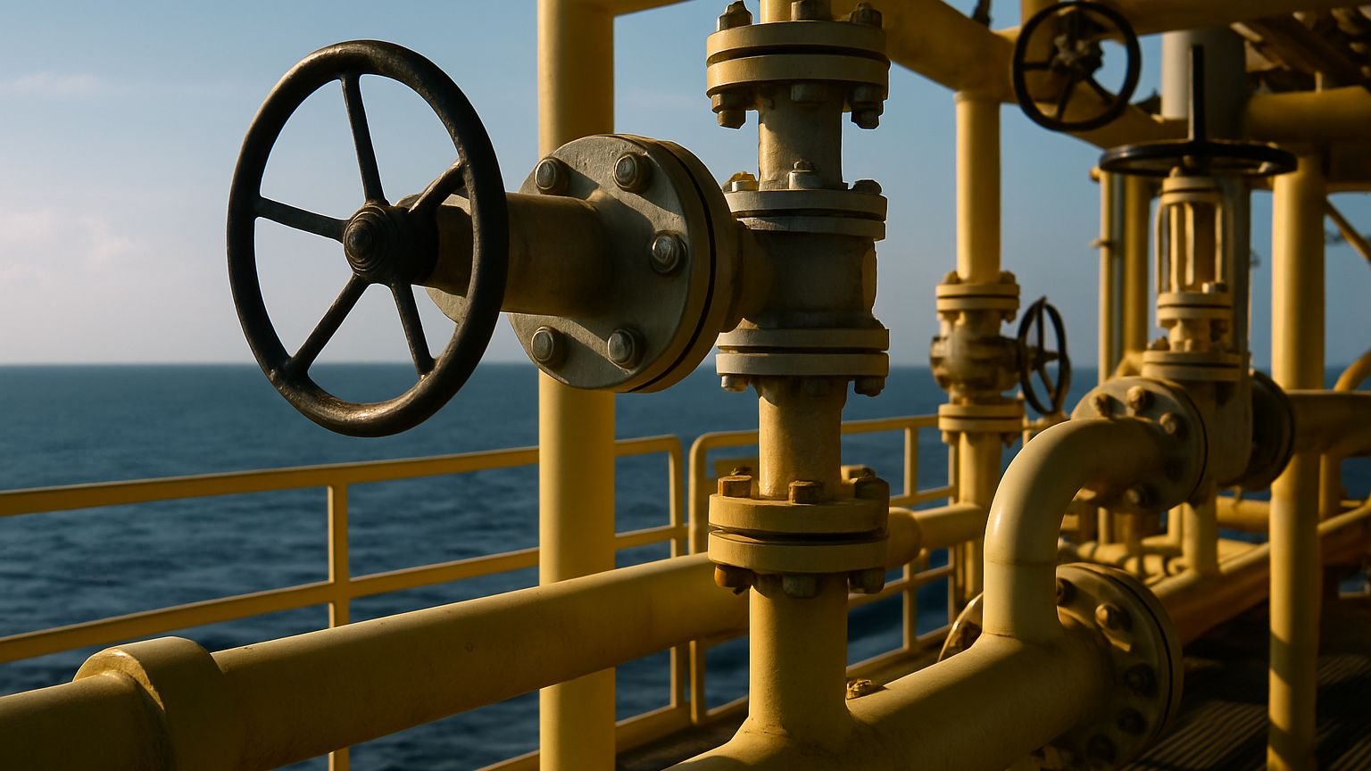 Pipework and valves on an offshore oil platform